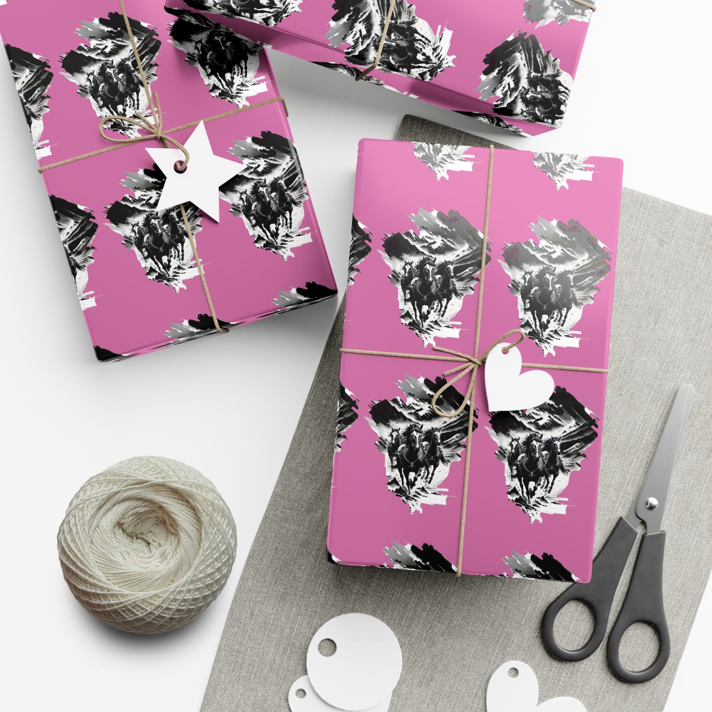 Three Horses Galloping Through Canyon Gift Wrap Papers