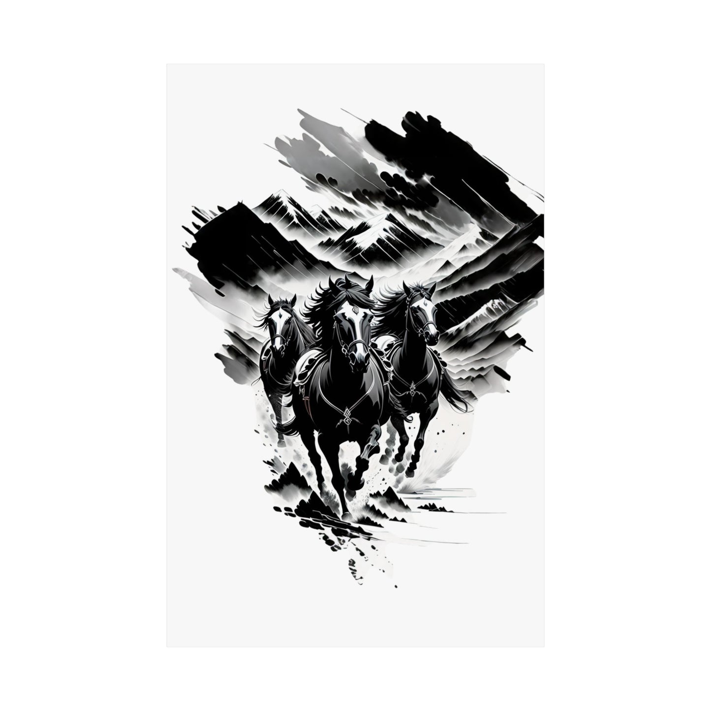 Three horses galloping in Canyon Matte Vertical Posters