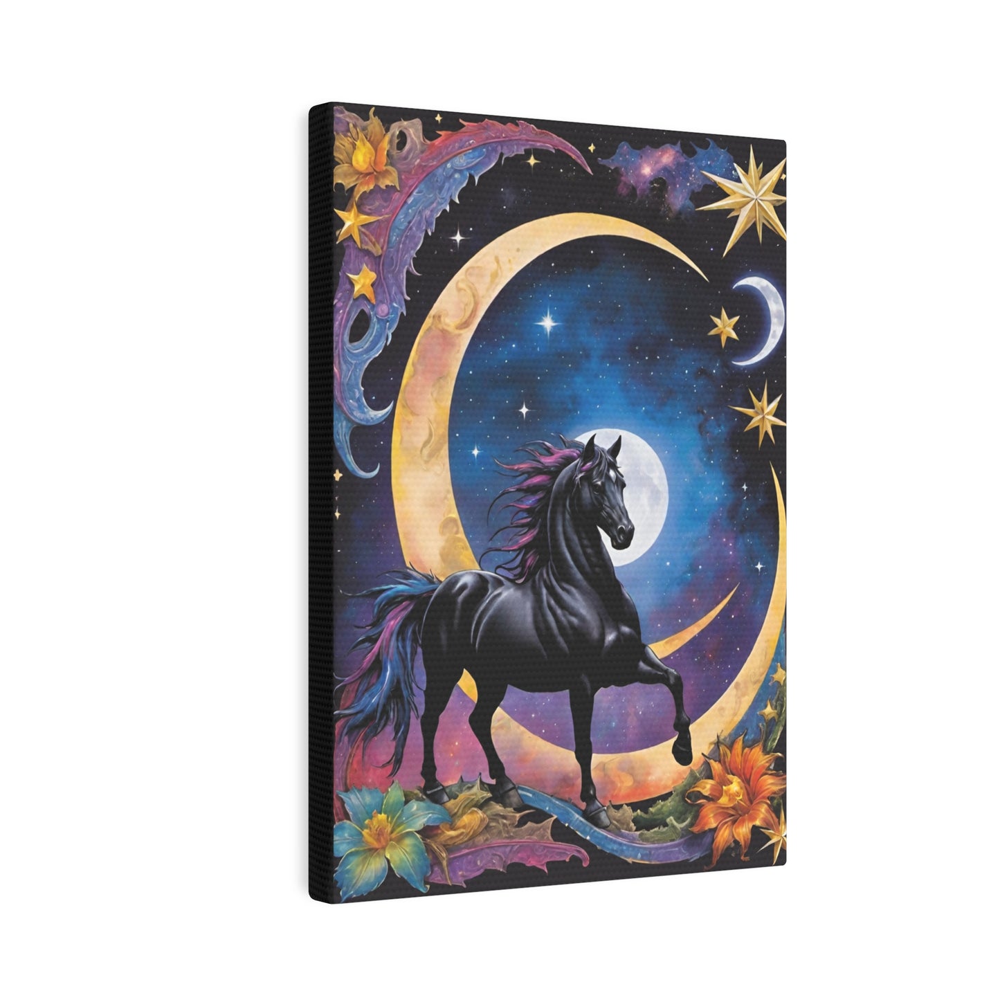 Black Horse Galaxy Canvas Photo Tile