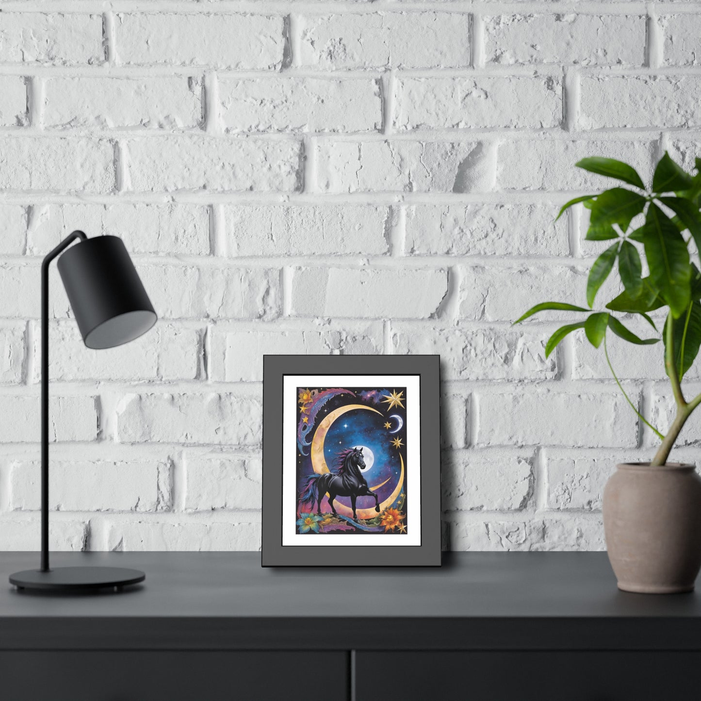 Black Horse Galaxy Framed Paper Posters