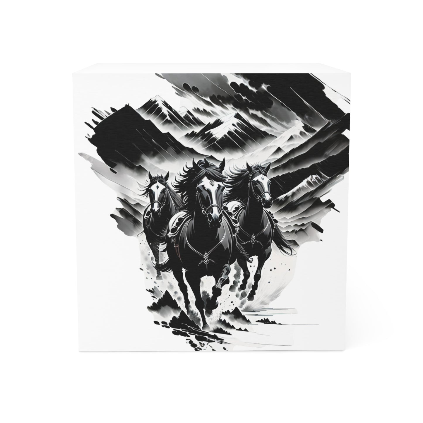 Three Horses Galloping In Canyon Note Cube