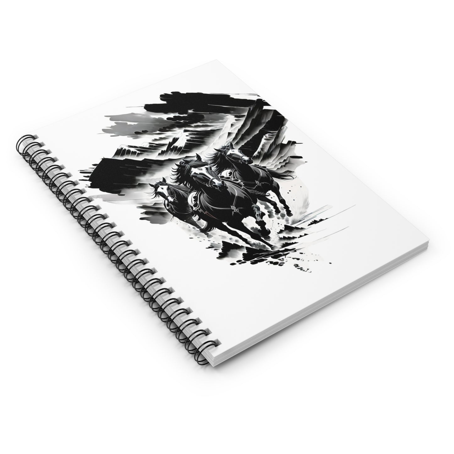 3 Horses Galloping In Mountains Spiral Notebook - Ruled Line