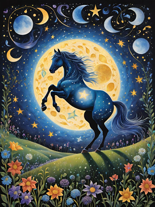 ‘Moonlight Magic’ Rearing Horse 8.5x11” Art Sublimation Print