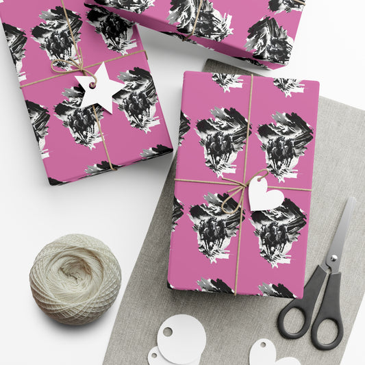 Three Horses Galloping Through Canyon Gift Wrap Papers