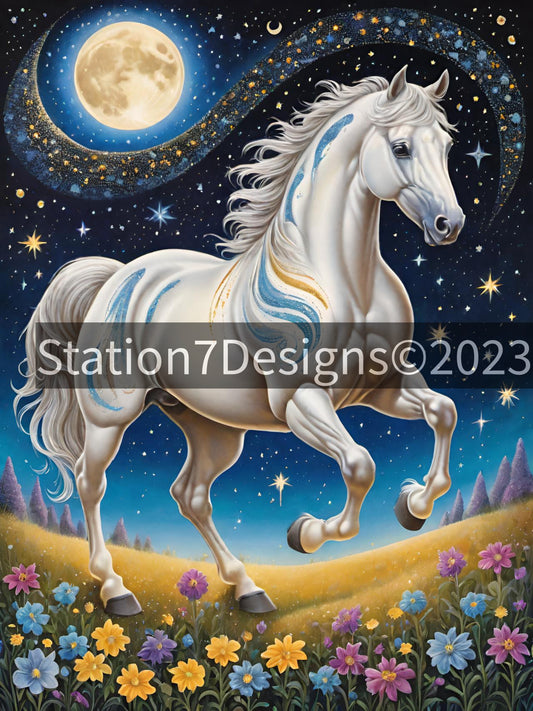 ‘Lunar Gallop’ Dreamy Horse Image Set Of 10 Digital Downloads-Portrait